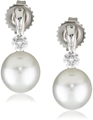 TARA Pearls "Dancing Diamond" 9X10mm White South Sea Pearl with 18 Karat White Gold Earrings