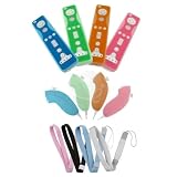 4 color skin cover + wrist strap for wii remote nunchuk