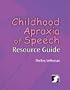 Childhood Apraxia of Speech Resource Guide (Singular Resourse Guide Series)