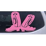 8in X 5.3in Pink -- Cowboy Boots Western Car Window Wall Laptop Decal Sticker by Rad Dezigns
