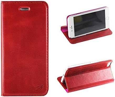 iPhone6/6S case, GUSO genuine leather flip wallet case for iPhone 6 and iPhone 6s[ Card Slot][Flip][wallet case]holder leather case[Red]