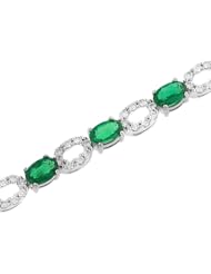 Green Emerald and Pave Diamond Bracelet