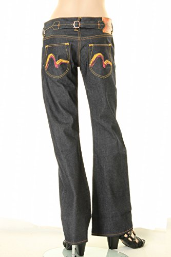 EVISU JEANS(エヴィス ジーンズ)レディース 0508 ブーツカットジーンズ ピンク&イエローマーク BOOT-LEG JEANS PAINTED