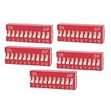 uxcell DIPスイッチ　10ウェイ　スライドスタイル　2.54mmピッチ　レッド・スイッチ　5個入り