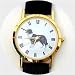 Border Collie Watch - Large Face, Black Leather