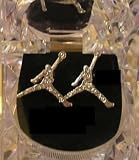 Iced Out Earrings Silver Cubic Zirconia CZ Michael Jordan Jumpman Stud