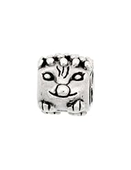 Sterling Silver Cat Face Bead Charm for most Charm Bracelets