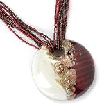 Sterling Silver / 14K Plated 19" Murano Glass "Warm Sunset" Necklace