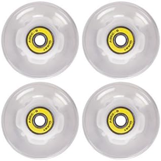 Quest Skateboards Bright Lite up LED Wheels with Bearings, Clear, 60mm