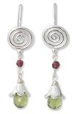 Peridot and garnet drop earrings, 'Happiness'