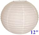 White Chinese/Japanese Paper Lantern/Lamp 12" Diameter - Just Artifacts Brand