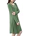 Tandisk Women's Long Sleeve V-Neck Casual Loose Fit T-Shirt Dress Army Green XL