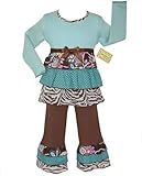 Boutique Girls Chocolate & Teal Safari Rumba Clothing
