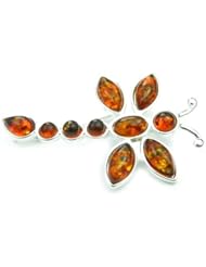 SilverAmber 925 Sterling Silver & Baltic Amber Jewellery - Brooch M818