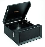 1960's / 1970's Retro Nostalgic Music Centre: Steepletone SRP1R Black Music Centre with Stackable Record Player / Turntable plays 33 / 45 & 78's + MW / FM Radio - Black Leatherette Finish