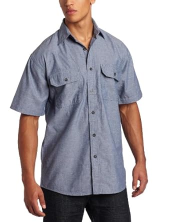 Key Industries Men Big-Tall Short Sleeve Button Down Wrinkle Resist Chambray Shirt