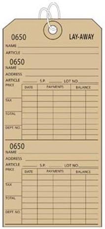 Box of 500 New Retails Off-White/Ecru Layaway Tags 3"W x 6"H