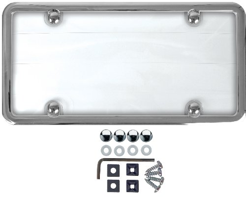 Custom Accessories 90075 Clear Cover Chrome Metal License Plate Frame with Anti-Theft Fastener price Custom Accessories 90075 Clear Cover Chrome Metal License Plate Frame with Anti-Theft Fastener price