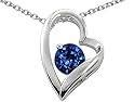 1.25 cttw 925 Sterling Silver 14K White Gold Plated Lab Created Sapphire Heart Shape Pendant