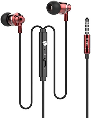 Dastone Stereo Metal Earphones Noise Isolating Bass In-ear Headphones with Remote Control Microphone for Iphone Ipod Ipad Andriod Smartphone Laptop Computer Mp3/4 Earbuds (Red)
