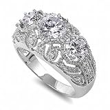 Inessa's Art Deco Style Imitation Diamond Three Stone Ring - 7