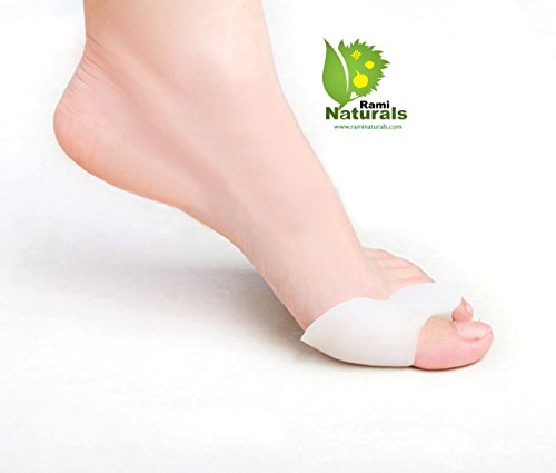 Rami Naturals Gel Toe Separators- Bonus Beauty Recipes - Bunion Spacers Straightener Corrector (White)