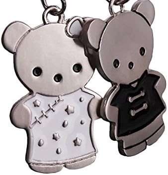 Etiger® Fashion Creative Stylish Silver Lovely Bears Key Chain Alloy Ring Chain Set for Lovers Metal