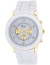 Geneva Platinum Womens 9158.WHITE.GOLD White Plastic Analog Quartz Watch with White Dial