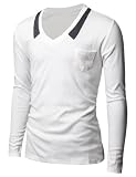 Doublju Mens V-neck Long Sleeve T-shirts