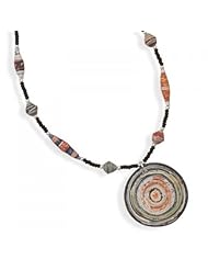 MMA Silver - 16 inch+2 inch Recycled Paper Necklace with Drop