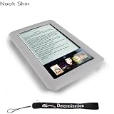 Kroo Nook Electronic Book Reader Slim Silicone Skin Case (white) + Includes a 4-Inch eBigvalue Determination Hand Strap