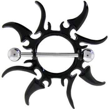 Black TRIBAL SUN BLADE Nipple Shield