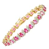 Pink Sapphire Gold over Sterling Silver Bracelet