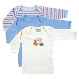 Luvable Friends Long Sleeve Tee Tops, 3 Pack, Blue, 6-9 Months