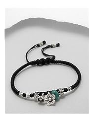 Flower Cotton Waxed Thread Turquoise Bracelet In 97