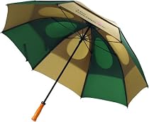 Gustbuster Pro Series 62" Umbrella Green/Tan 2 Striped Wooden Handle
