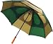 Gustbuster Pro Series 62" Umbrella Green/Tan 2 Striped Wooden Handle