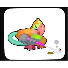 Mouse Pad with bird, animal, parrot, fireman, firefighter, cartoon