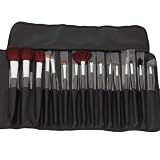 16 Pcs Black Rod Makeup Brush Cosmetic Set Kit with Case