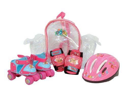 Dora l'exploratrice - Patin à roulettes baby quad réglable avec set de protection