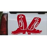 8in X 5.3in Red -- Cowboy Boots Western Car Window Wall Laptop Decal Sticker by Rad Dezigns