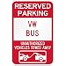 Reserved parking VW volkswagen bus only others towed metal sign