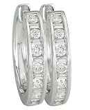 14K White Gold Diamond Hoop Earrings - 0.75 Ct.