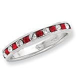 Sterling Silver Red & White CZ Eternity Band