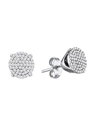 10KT White Gold 0.25 CTW-Diamond Micro-Pave Earring