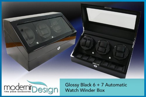 Modernir Design 6+7 Glossy Black Automatic Watch Winder Box - Rolex - Omega - Tag Heuer *Brand New*
