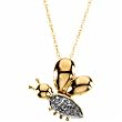 Barb The Bee Waggles Yellow Gold Pendant Necklace