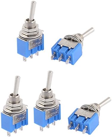 uxcell® AC 250V/3A 125V/6A ON-ON SPDT Self Locking Toggle Switch 5 Pcs