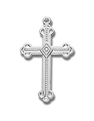 Cross Pendant Ornate, Sterling Silver with Chain
