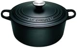 Le Creuset Cast Iron Round Casserole, Satin Black, 30 cm